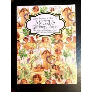 Vtg Carol Belanger Grafton Angels Giftwrap Paper Matching Gift Cards NOS